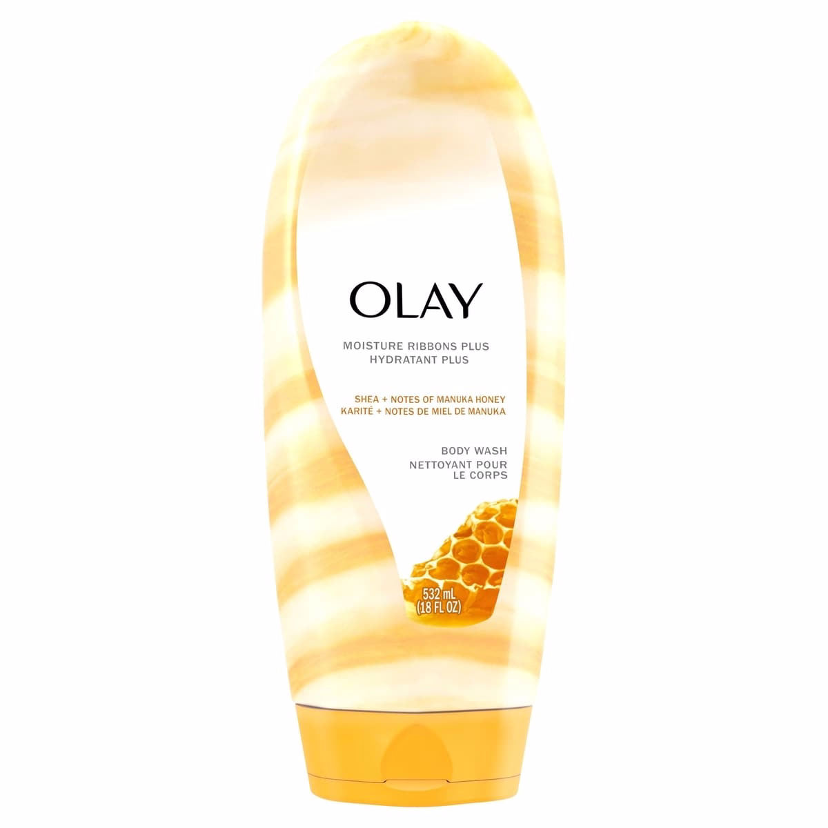 Olay 保濕絲帶 Plus 乳木果與馬努卡蜂蜜沐浴露，532 mL