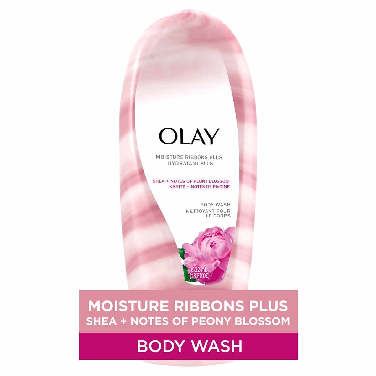Olay Moisture Ribbons Plus Shea + Peony Blossom Body Wash, 532 mL