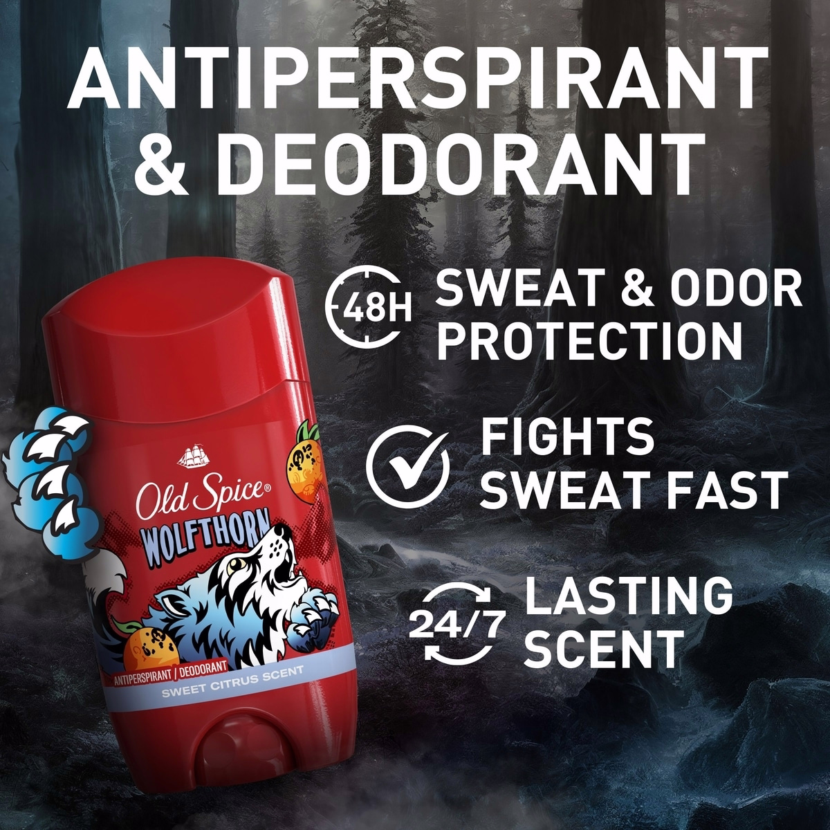 Old Spice Wild Collection Invisible Solid Antiperspirant and Deodorant for Men, Wolfthorn scent, 73 g Old Spice Wild Collection Invisible Solid Antiperspirant and Deodorant for Men, Wolfthorn scent, 73 g