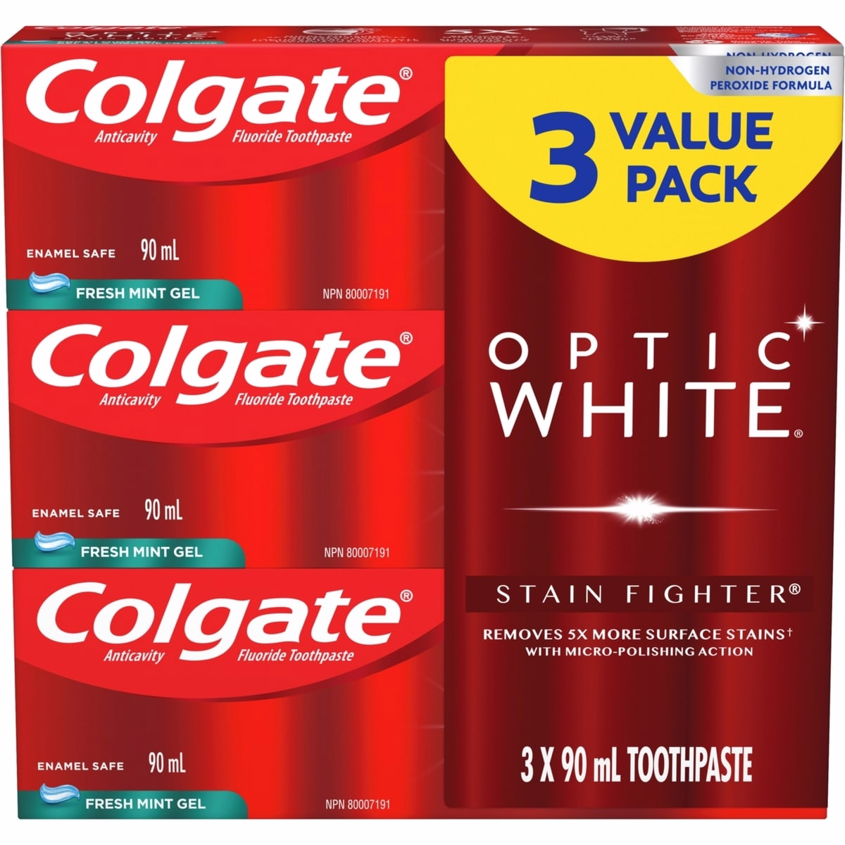 Optic White Stain Fighter Whitening Toothpaste Gel Pack