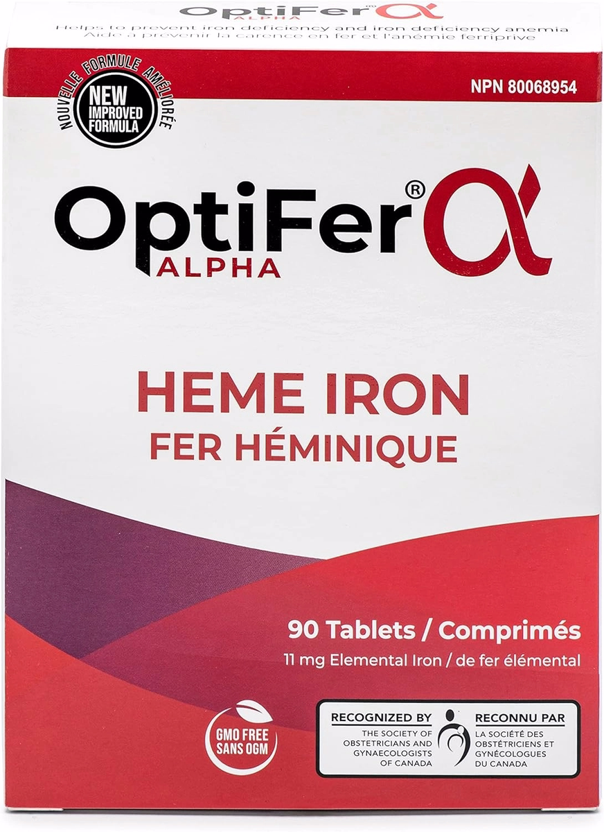 Optifer Alpha Heme Iron Supplement - 90 Tablets for Iron Deficiency & Anemia Prevention