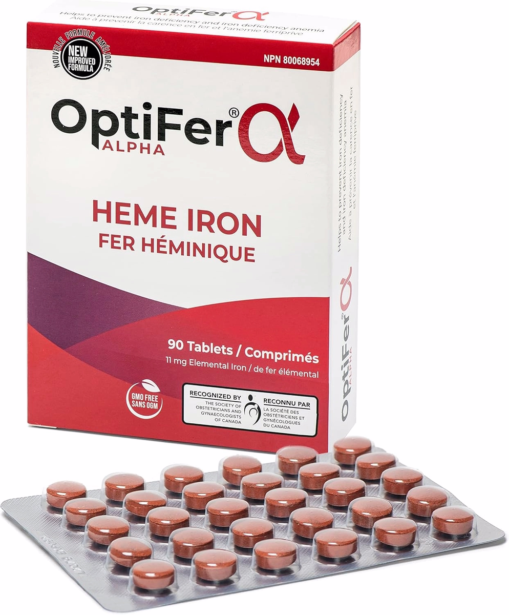 Optifer Alpha Heme Iron Supplement - 90 Tablets for Iron Deficiency & Anemia Prevention