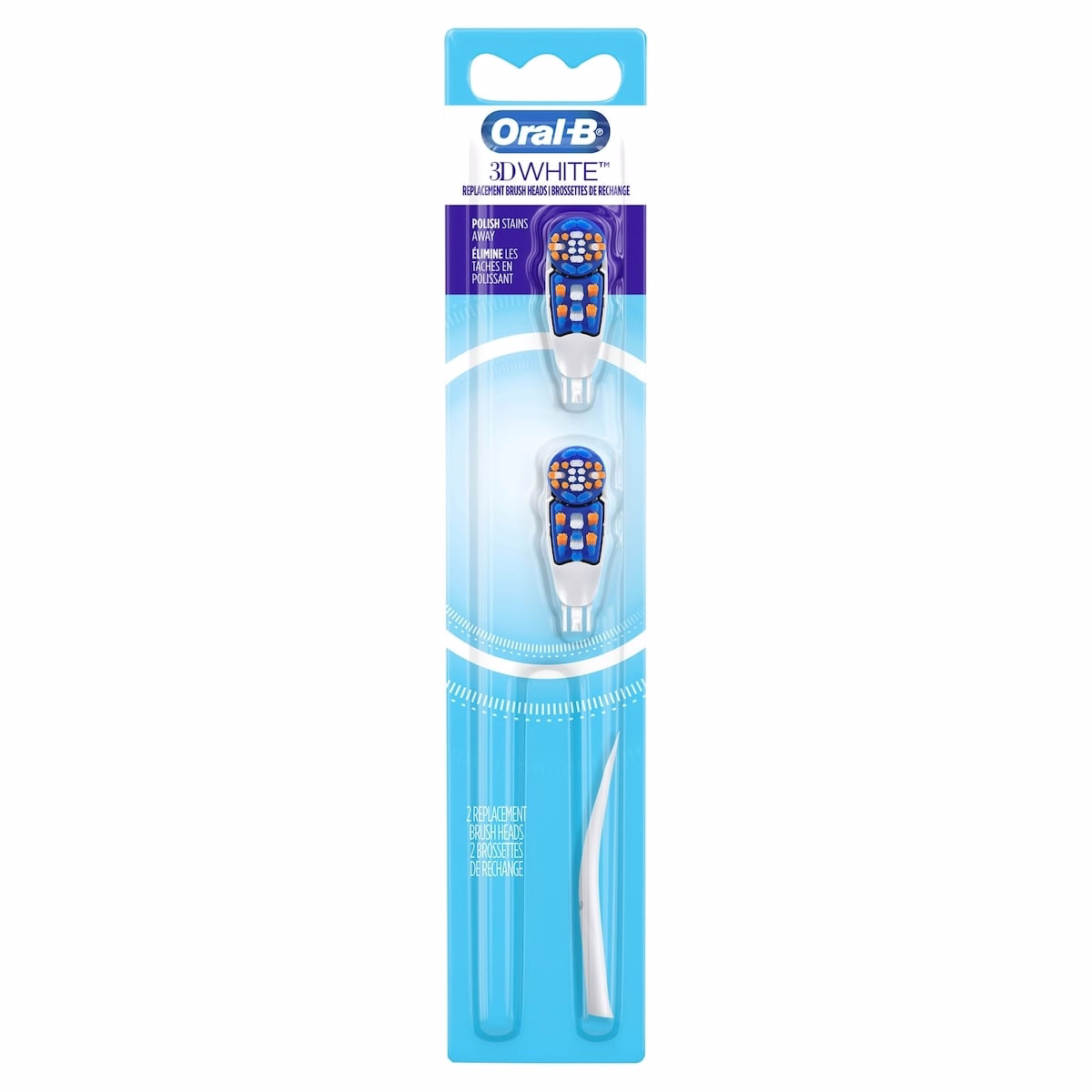 Oral-B 3D White Battery Power Toothbrush Replacement Heads, 2 Count