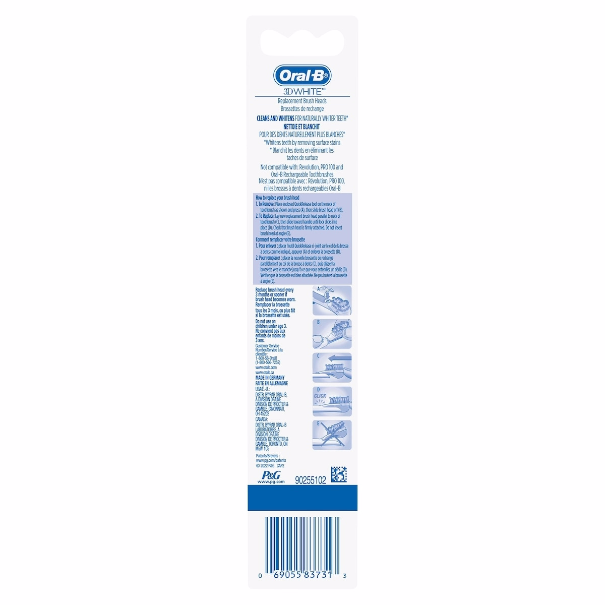 Oral-B 3D White Battery Power Toothbrush Replacement Heads, 2 Count Oral-B 3D White Battery Power Toothbrush Replacement Heads, 2 Count
