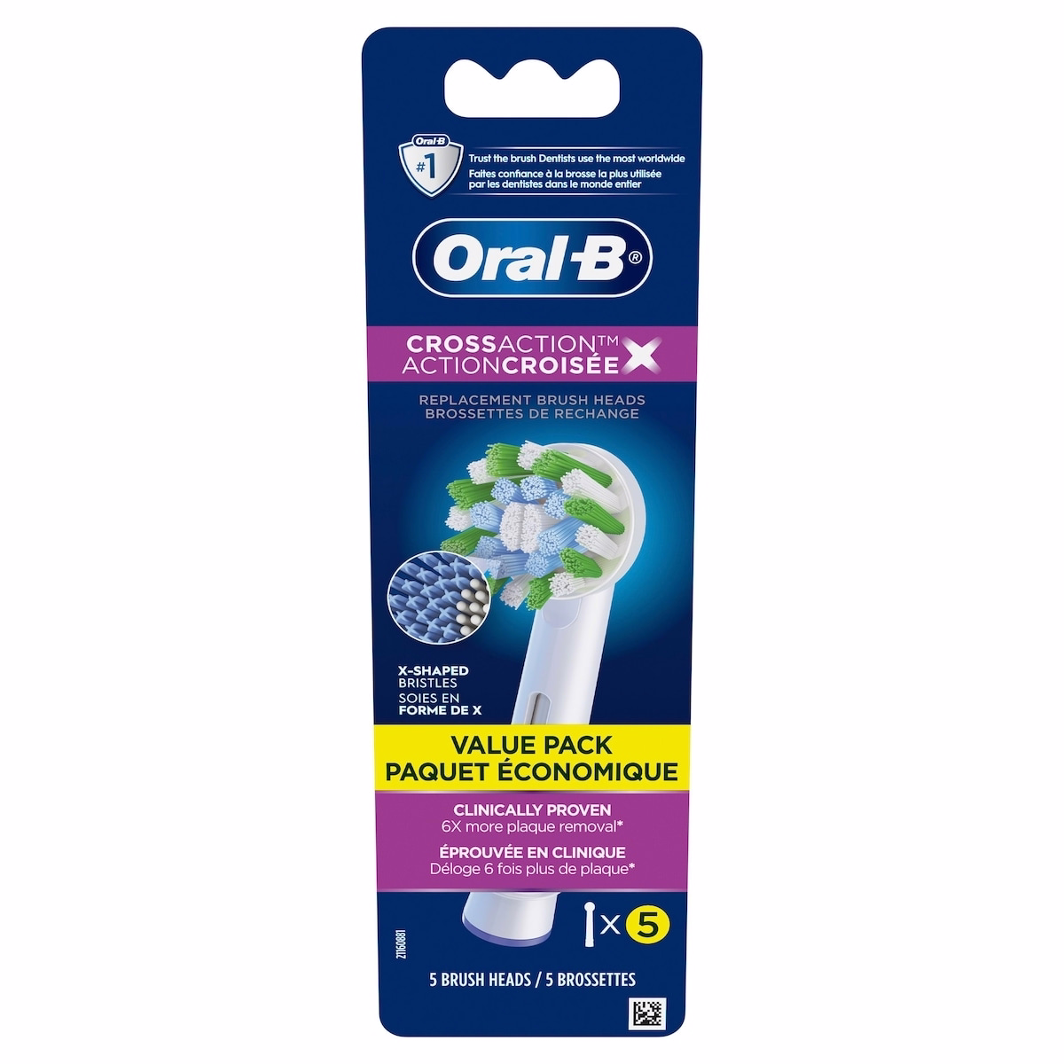 Oral-B CrossAction Electric Toothbrush Replacement Brush Heads, 5 Count