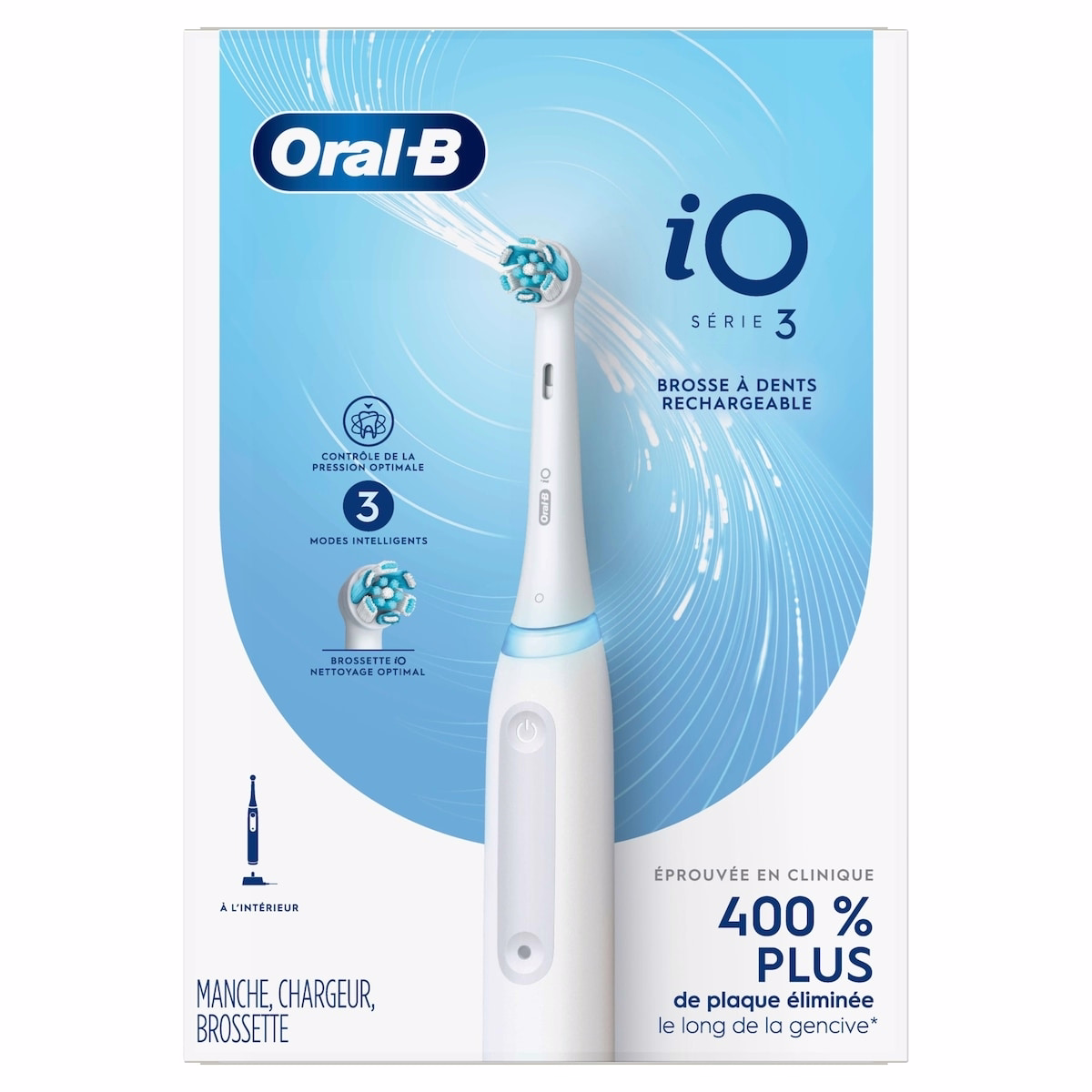 Oral-B iO Series 3 Electric Toothbrush with 1 Brush Head, Rechargeable, White