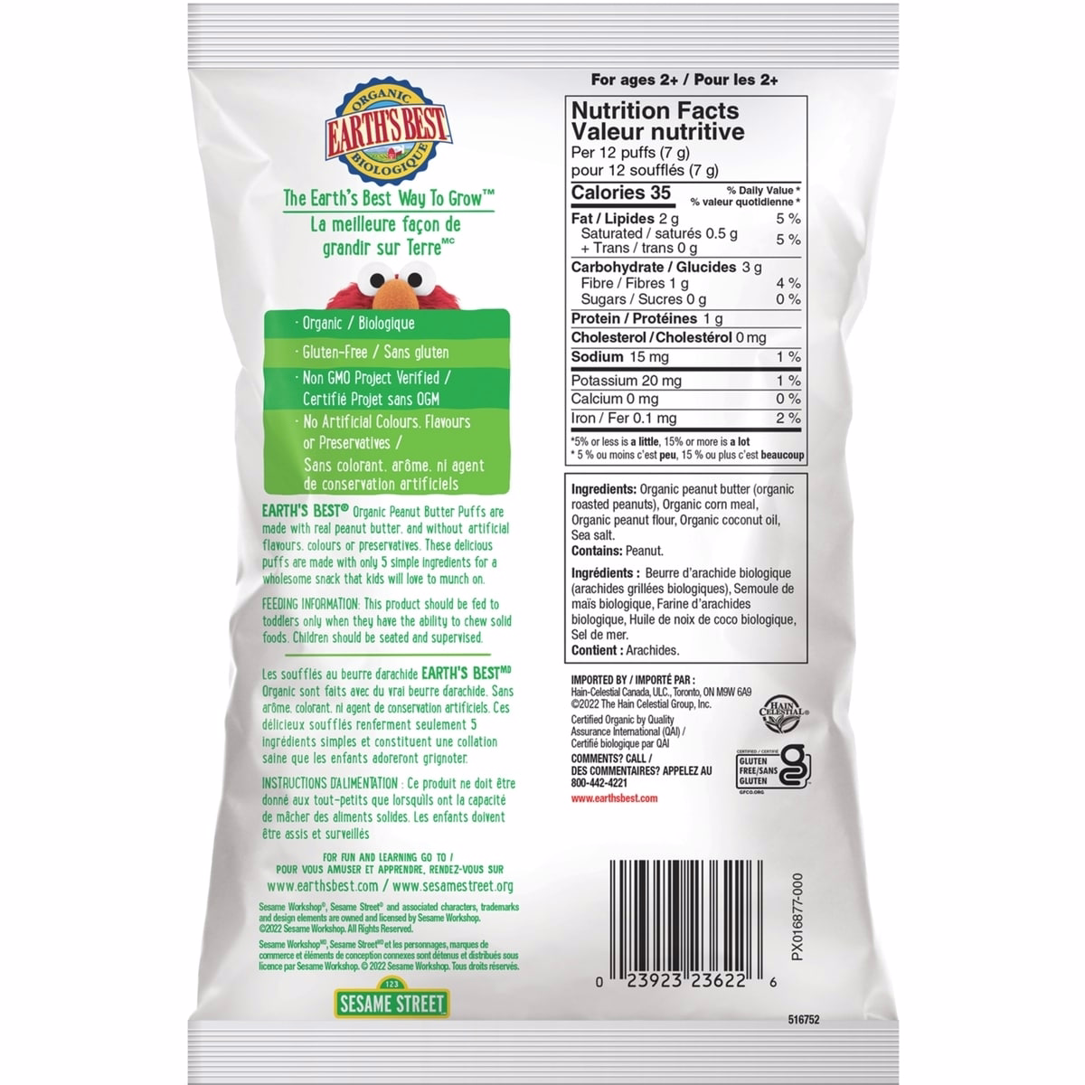 Puffs de maïs au beurre de cacahuète biologique