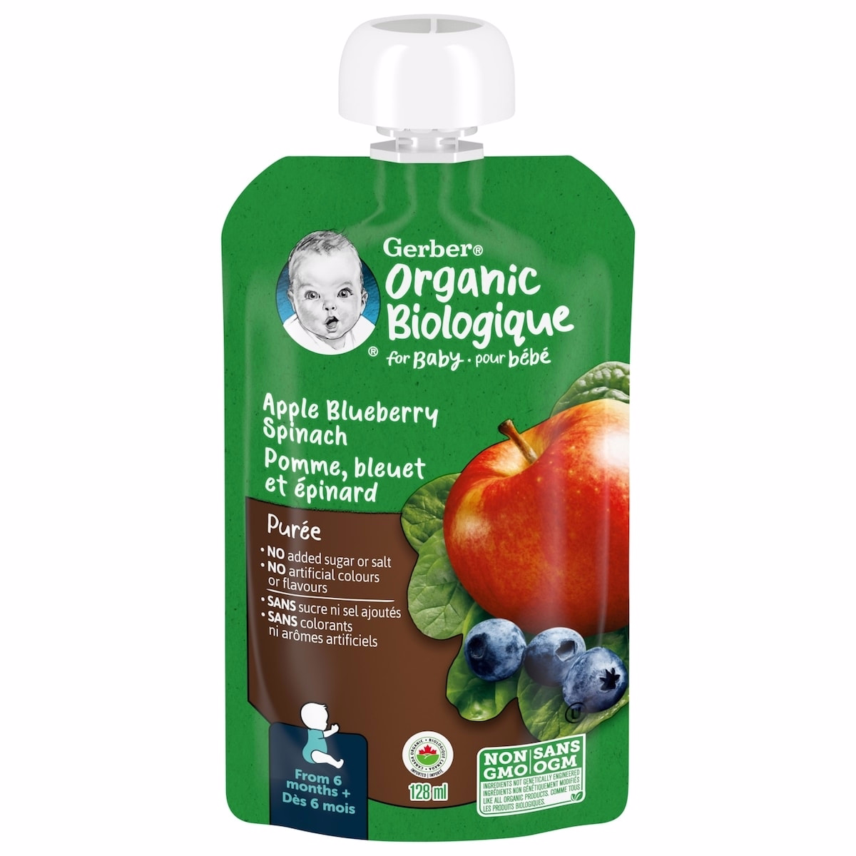 Organic Purée Apple Blueberries Spinach Baby Food