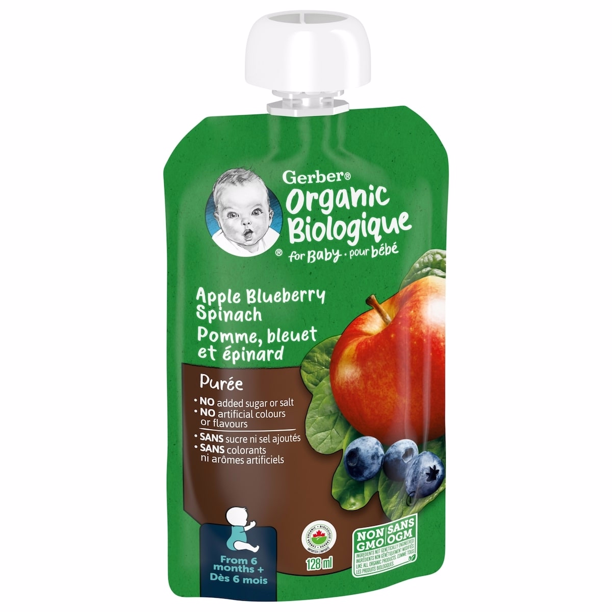 Organic Purée Apple Blueberries Spinach Baby Food