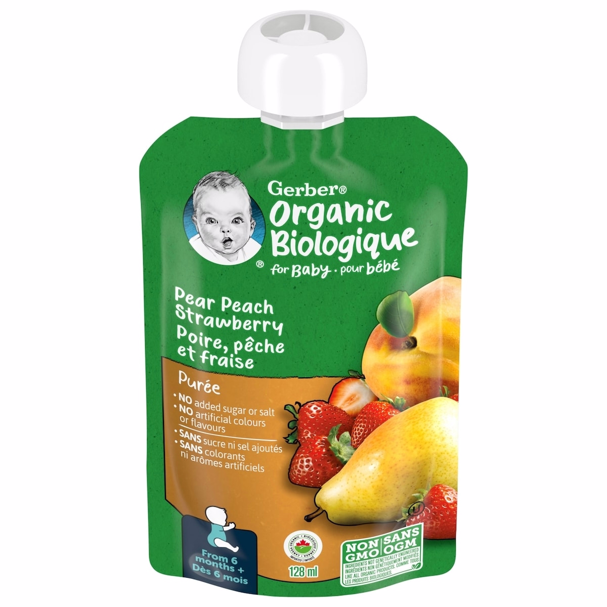 Organic Purée Pear Peach Strawberry Baby Food