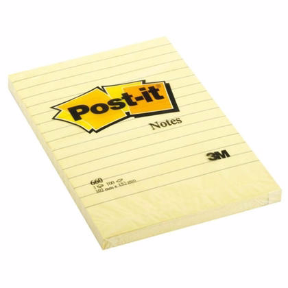 Original Pads in Canary Yellow, Lined, 4 X 6, 100-Sheet, 12/Pack
