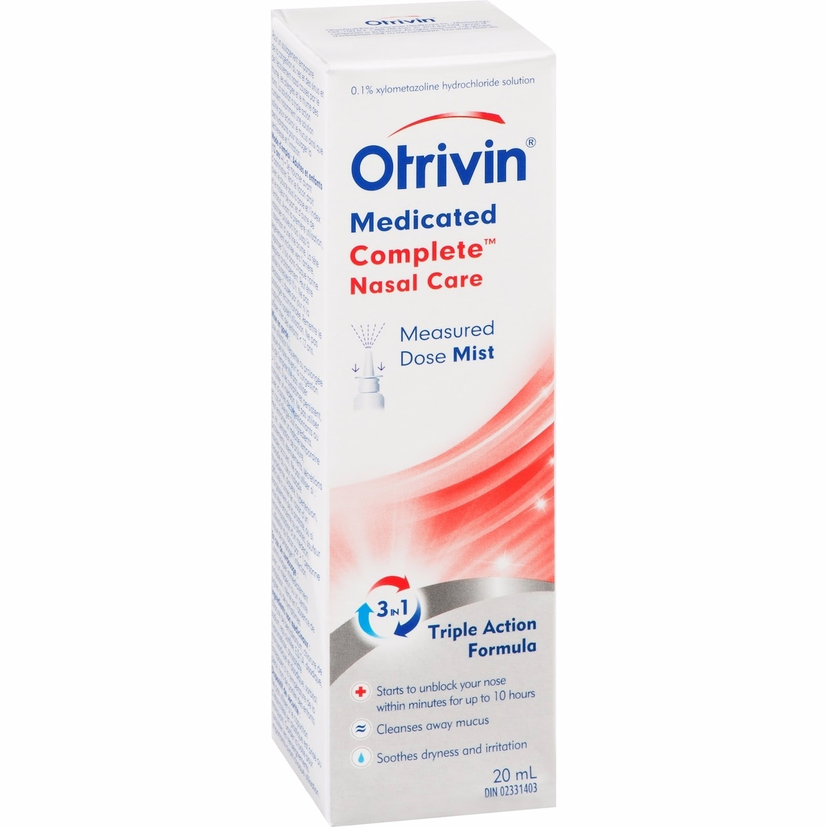 Otrivin Medicated Saline Nasal Care Decongestant Spray Measured dose Mist 20ml