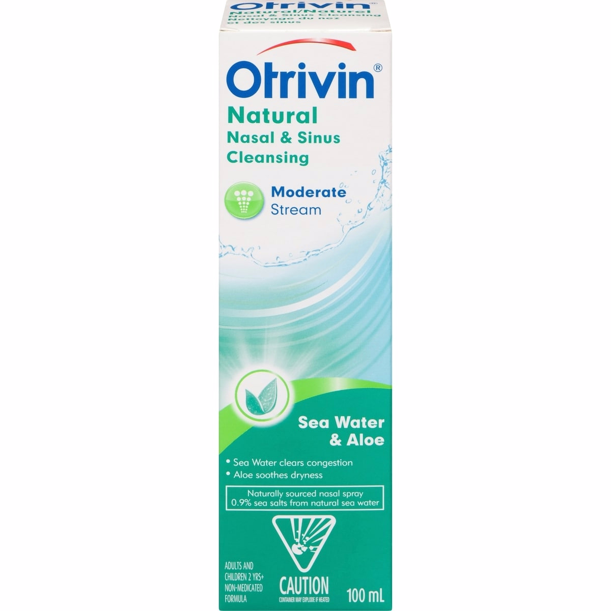 Otrivin Moderate Stream Saline Nasal Decongestant Spray Sea Water & Aloe 100ml