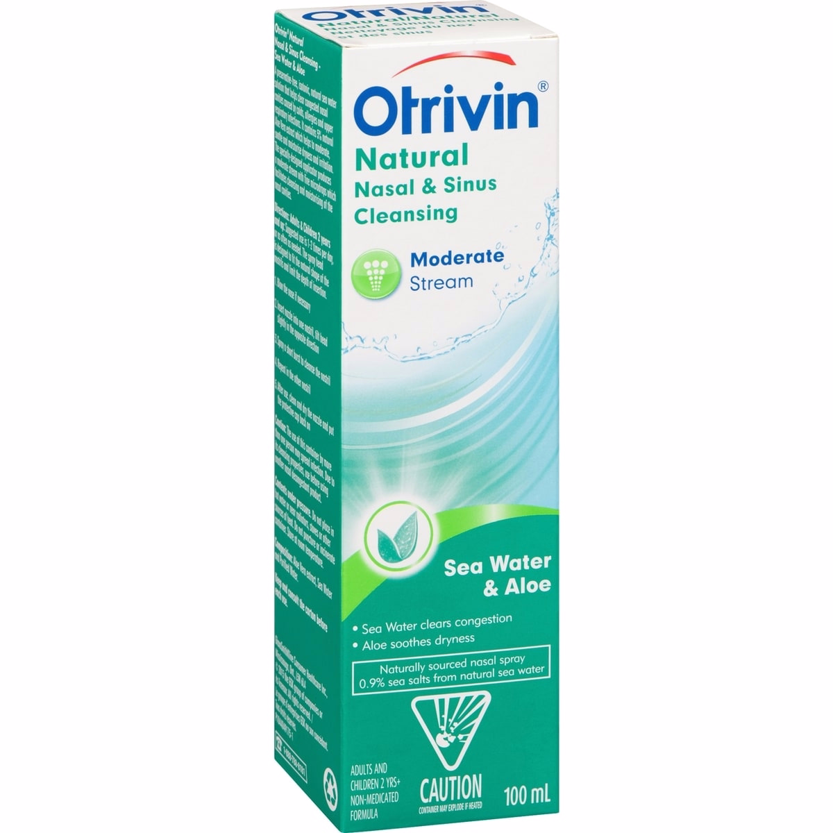 Otrivin Moderate Stream Saline Nasal Decongestant Spray Sea Water & Aloe 100ml