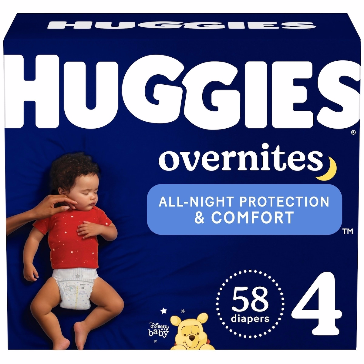 Overnites 夜間嬰兒尿布，4號（22-37 磅），58 片裝