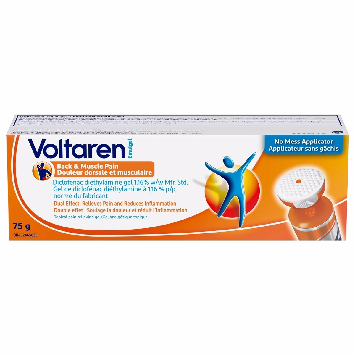 Pain Relief Gel for Back, Joint & Muscle Pain, No Mess Cooling Applicator, Inflammation Relief