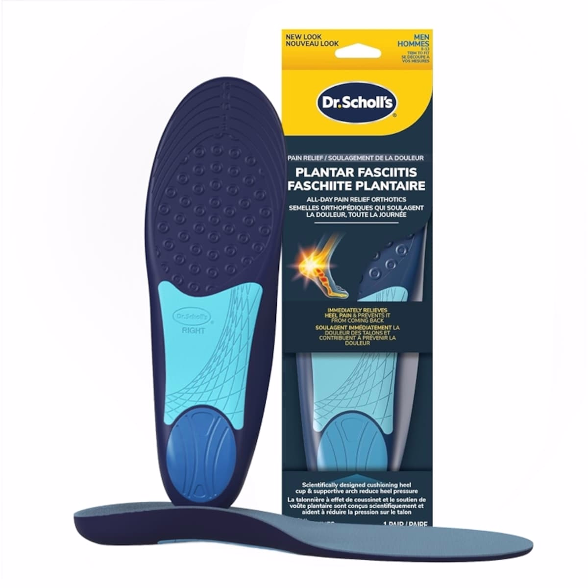 Pain Relief Orthotics For Plantar Fasciitis, Men, Size 8-13