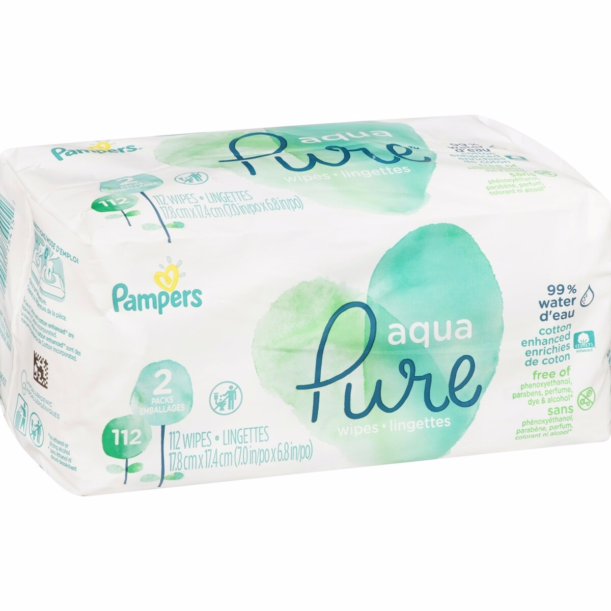 Pampers Aqua Pure Sensitive Baby Wipes 2X Pop-Top 112 Count