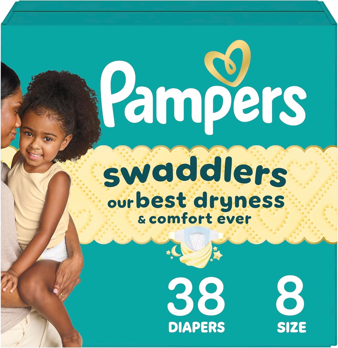 Pampers Swaddlers Diapers, Size 8 (46+ lbs), 38 Count, Ultra Absorbent Disposable Infant Diaper