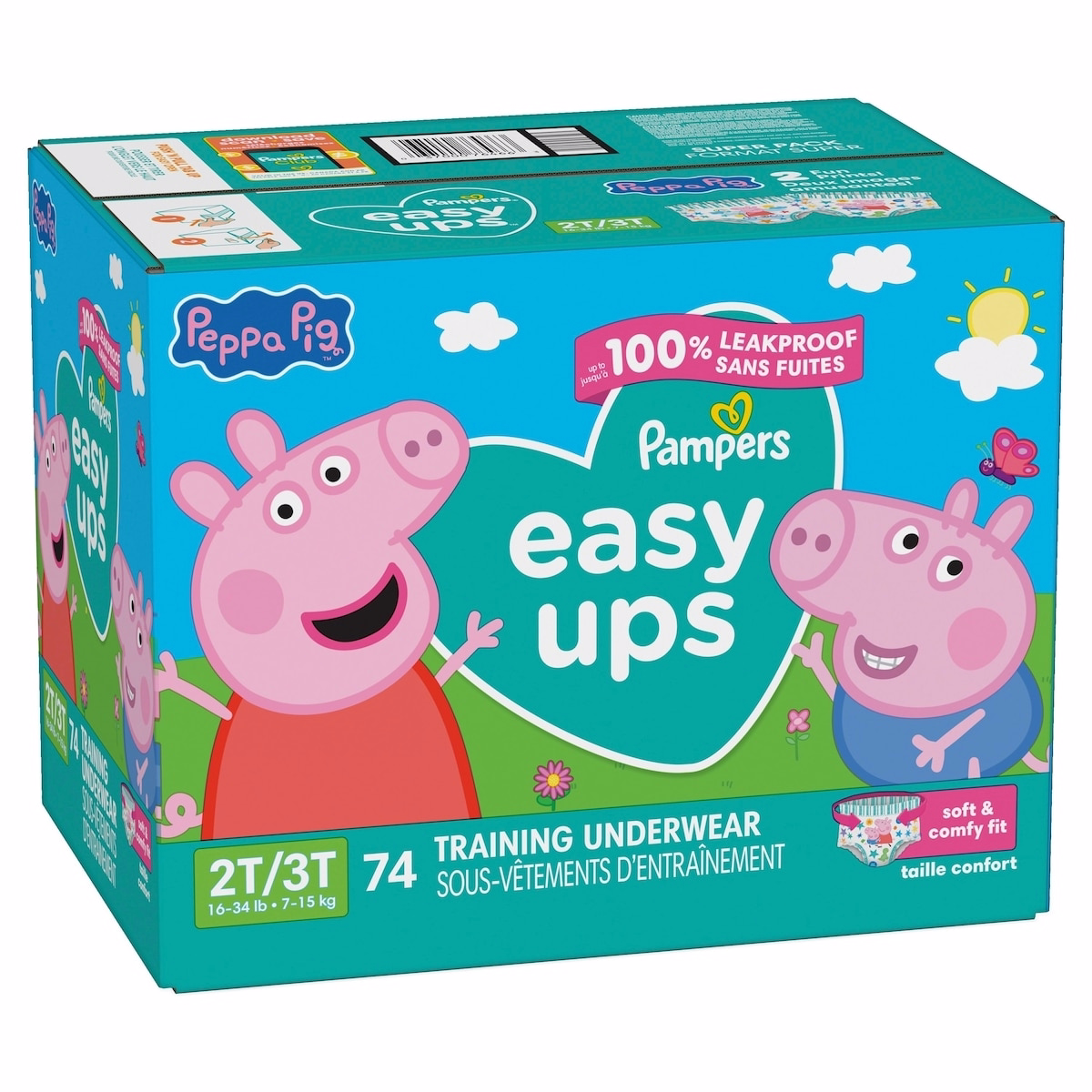 Pampers Easy Ups Training Underwear Girls Size 4 2T-3T 74 Count
