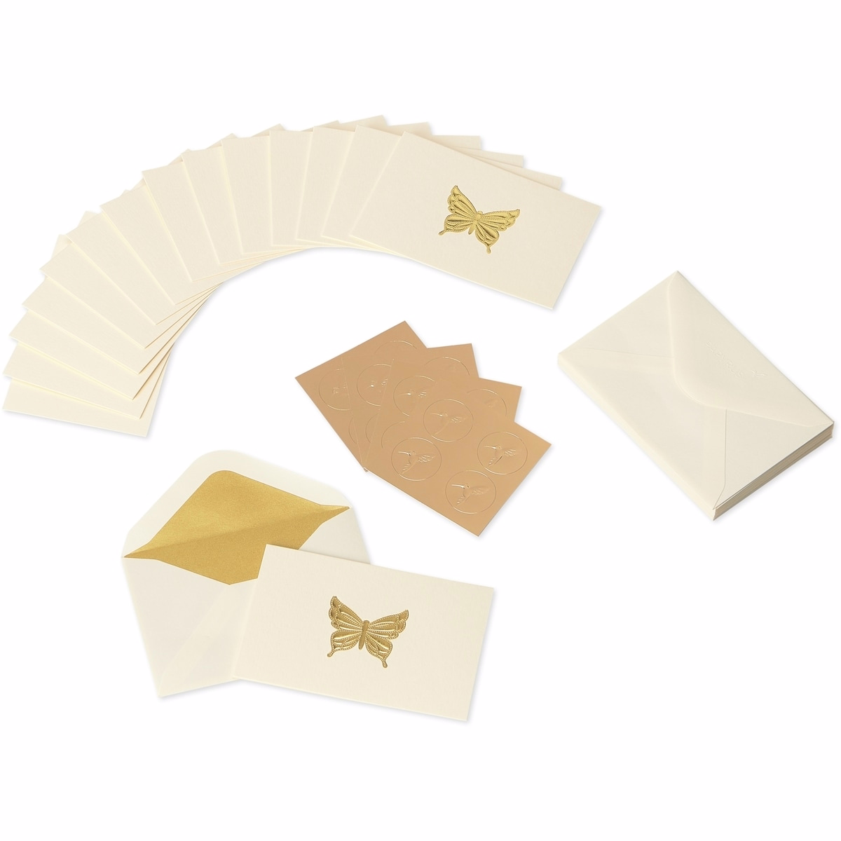 Papyrus Blank Cards with Envelopes, Gold Butterfly