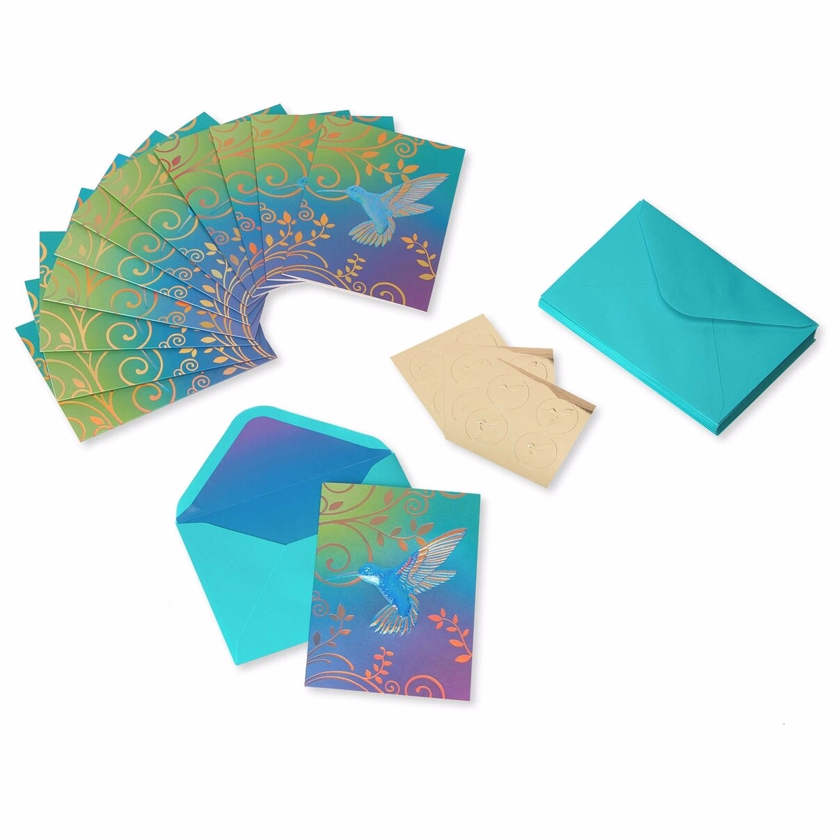 Papyrus Blank Cards with Envelopes, Hummingbird (12-Count)