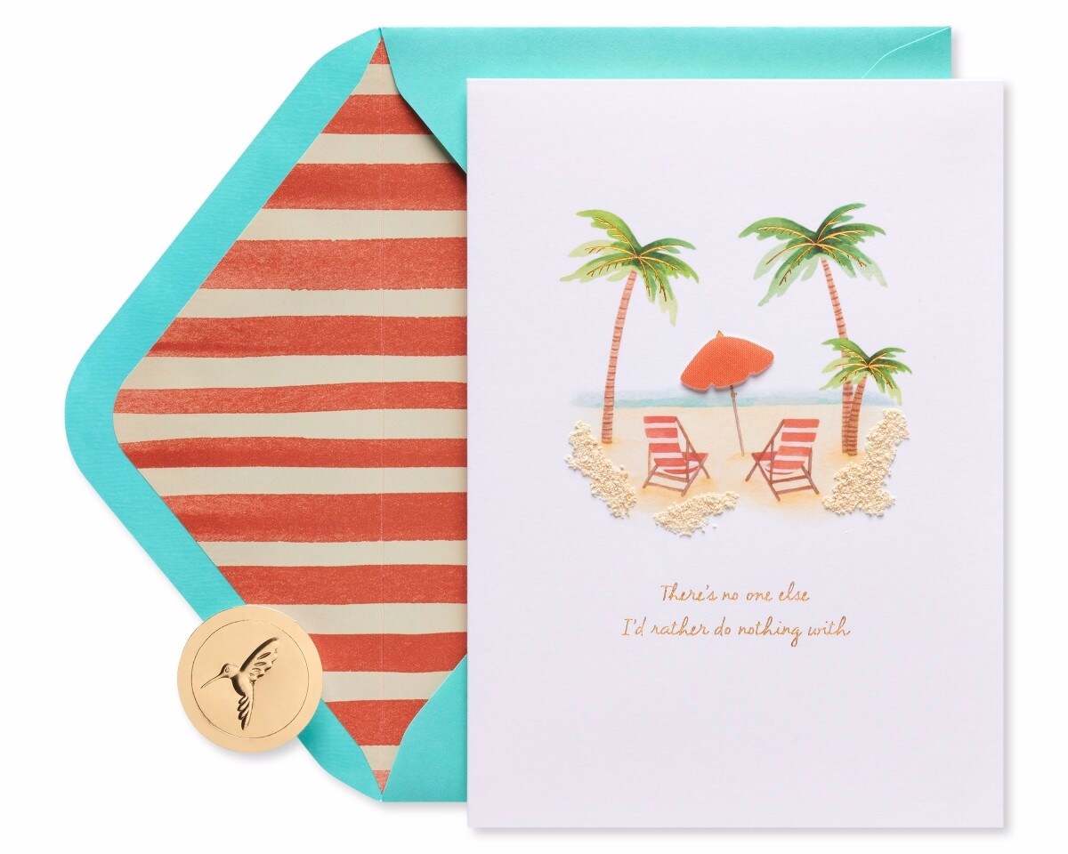 Papyrus Blank Romantic Valentines Day Card (Beach)