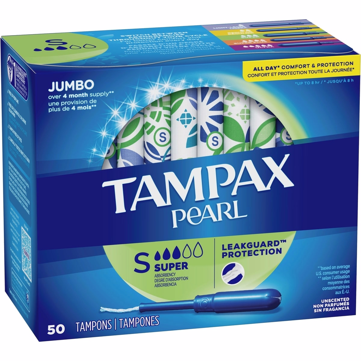 Pearl Tampons Super Absorbency, 50 Count
