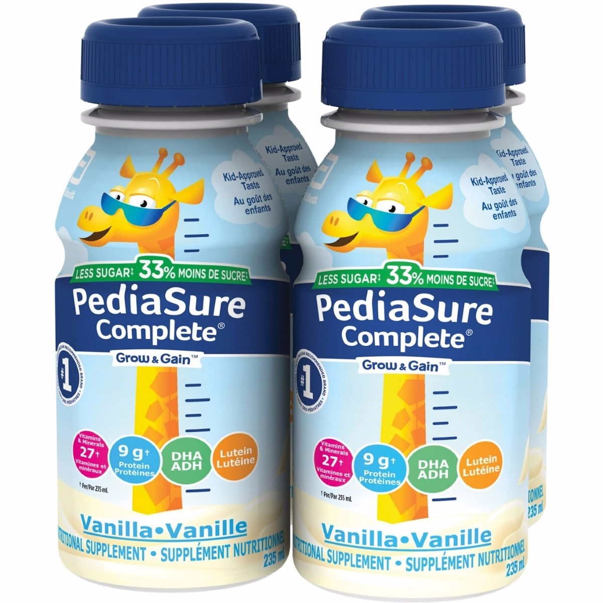 PediaSure Complete Reduced Sugar, 33% Less Sugar, Nutritional Supplement, 4 X 235 ml, Vanilla, 940 ml