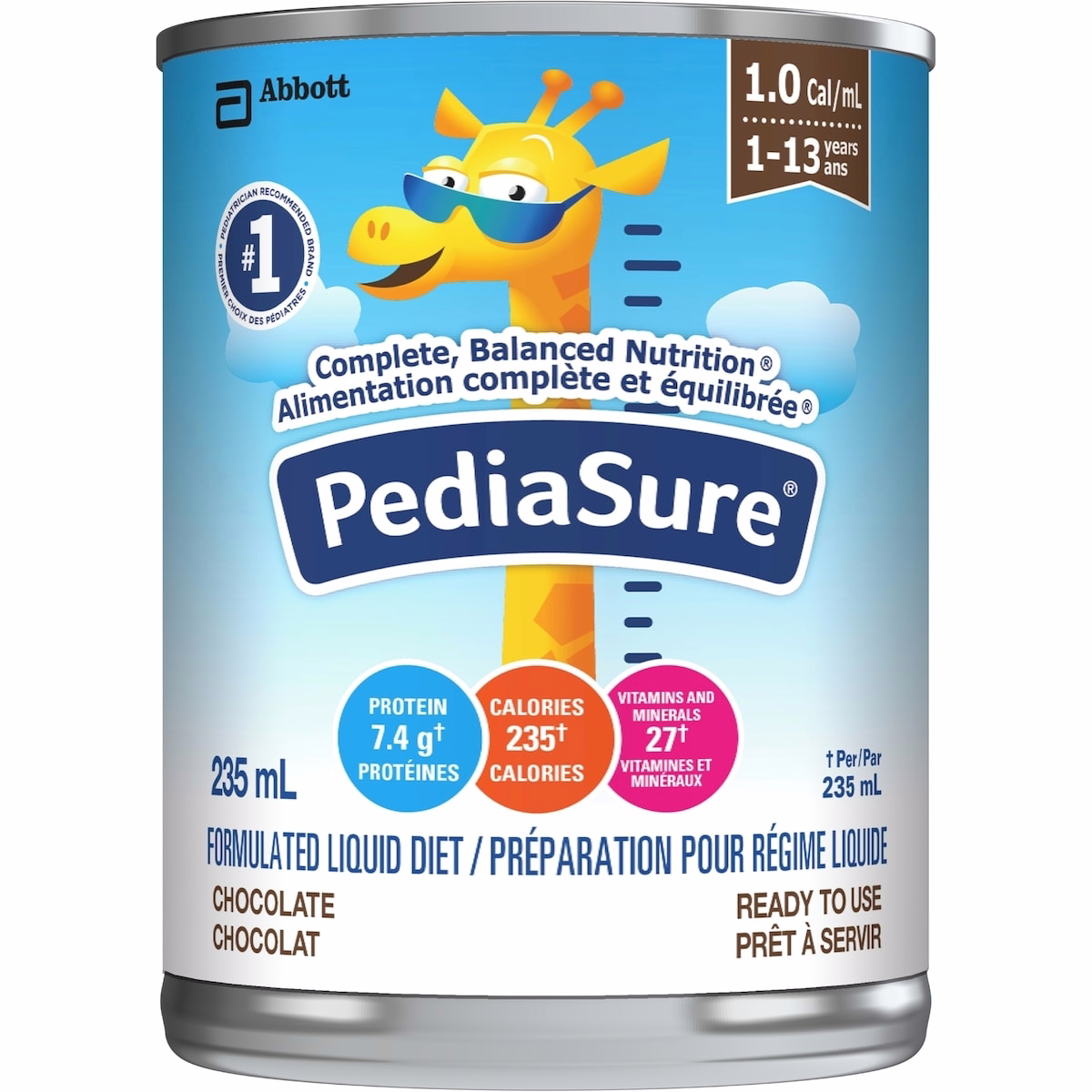 PediaSure®, Formulated Liquid Diet, Chocolate, 12 count, 2820 mL