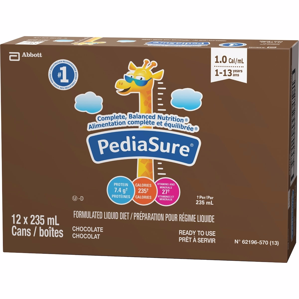 PediaSure®, Formulated Liquid Diet, Chocolate, 12 count, 2820 mL