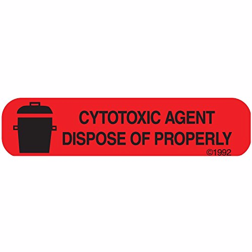 PHARMEX 1-387 永久紙標籤，紅色細胞毒性標籤，1 9/16 吋 × 3/8 吋，(每卷 500 張標籤，盒裝 2 卷)，紅色
