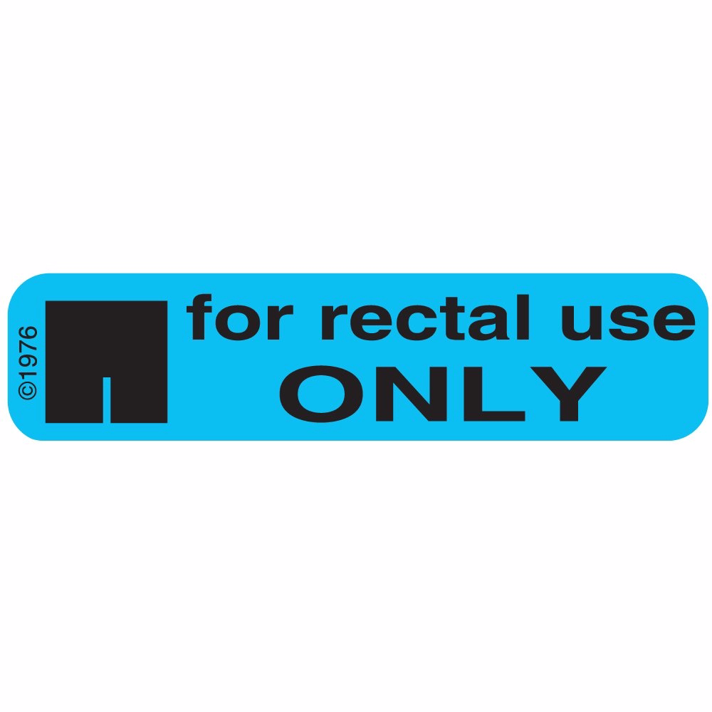 PHARMEX 1-78G Permanent Paper Label,"for Rectal USE", 1 9/16" x 3/8", Blue (500 per Roll, 2 Rolls per Box)