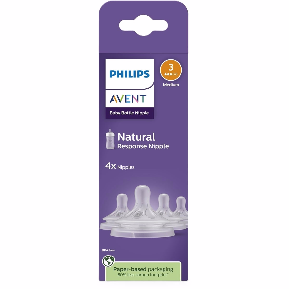 Philips Avent Natural Response Nipple Flow 3, 4 pack