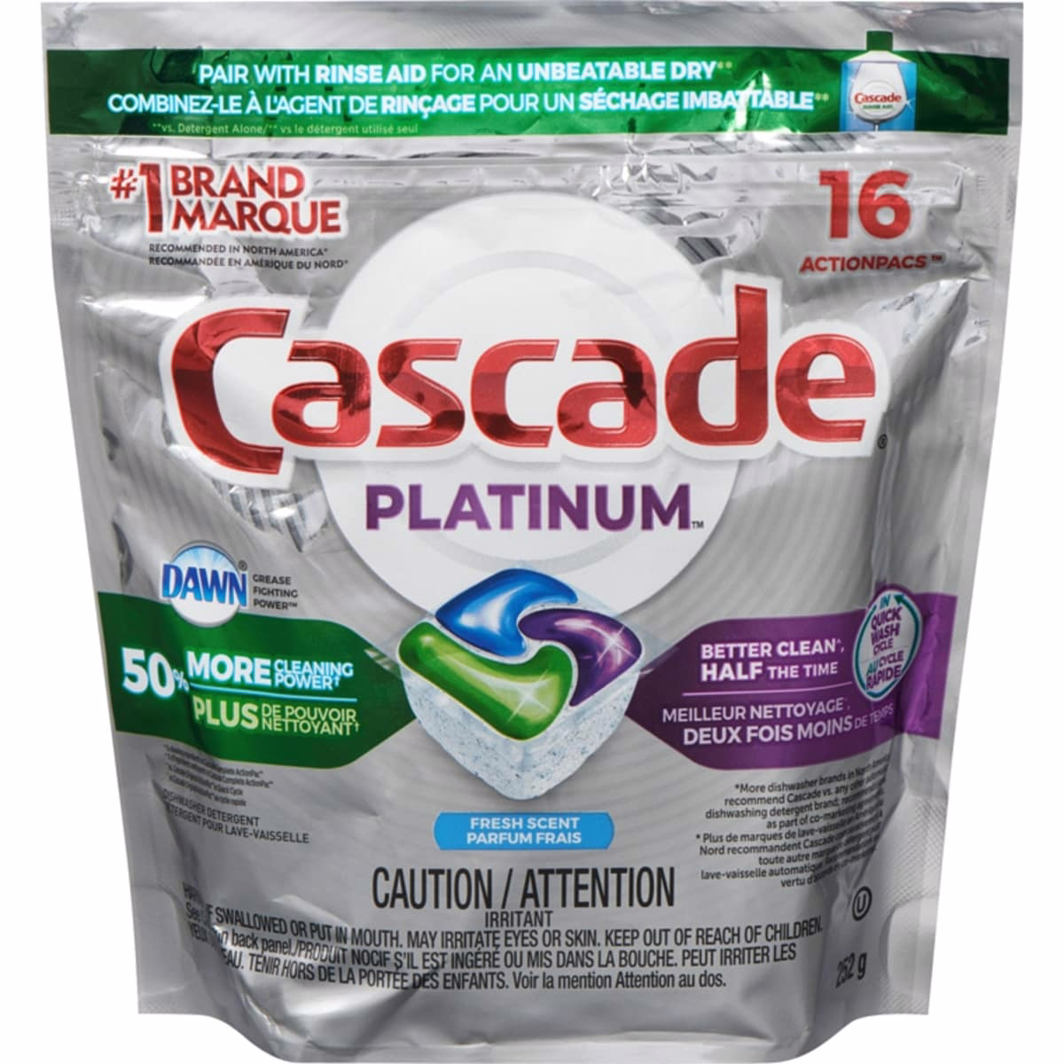 Platinum ActionPacs, Dishwasher Detergent, Fresh Scent, 16 count