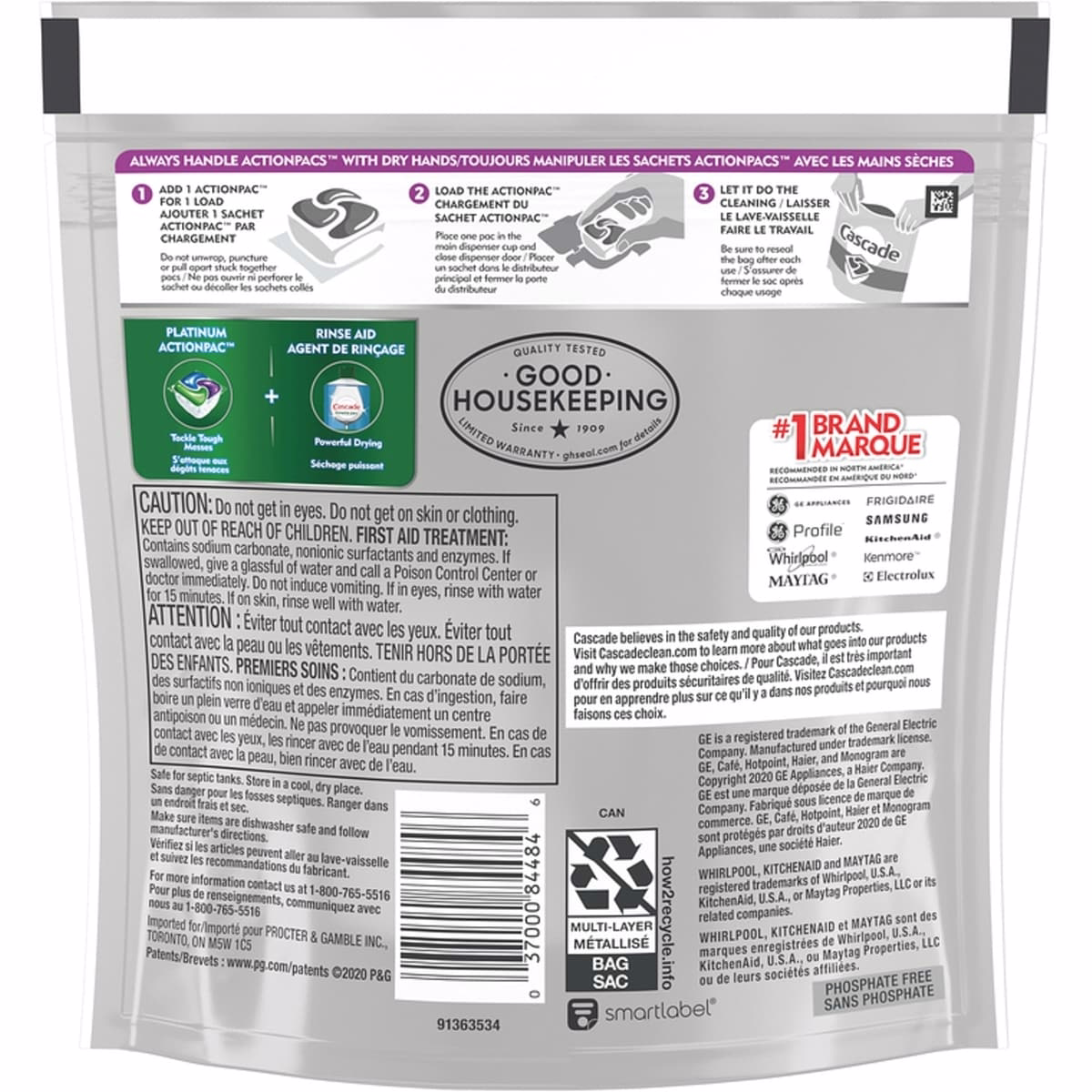 Platinum ActionPacs, Dishwasher Detergent, Fresh Scent, 16 count