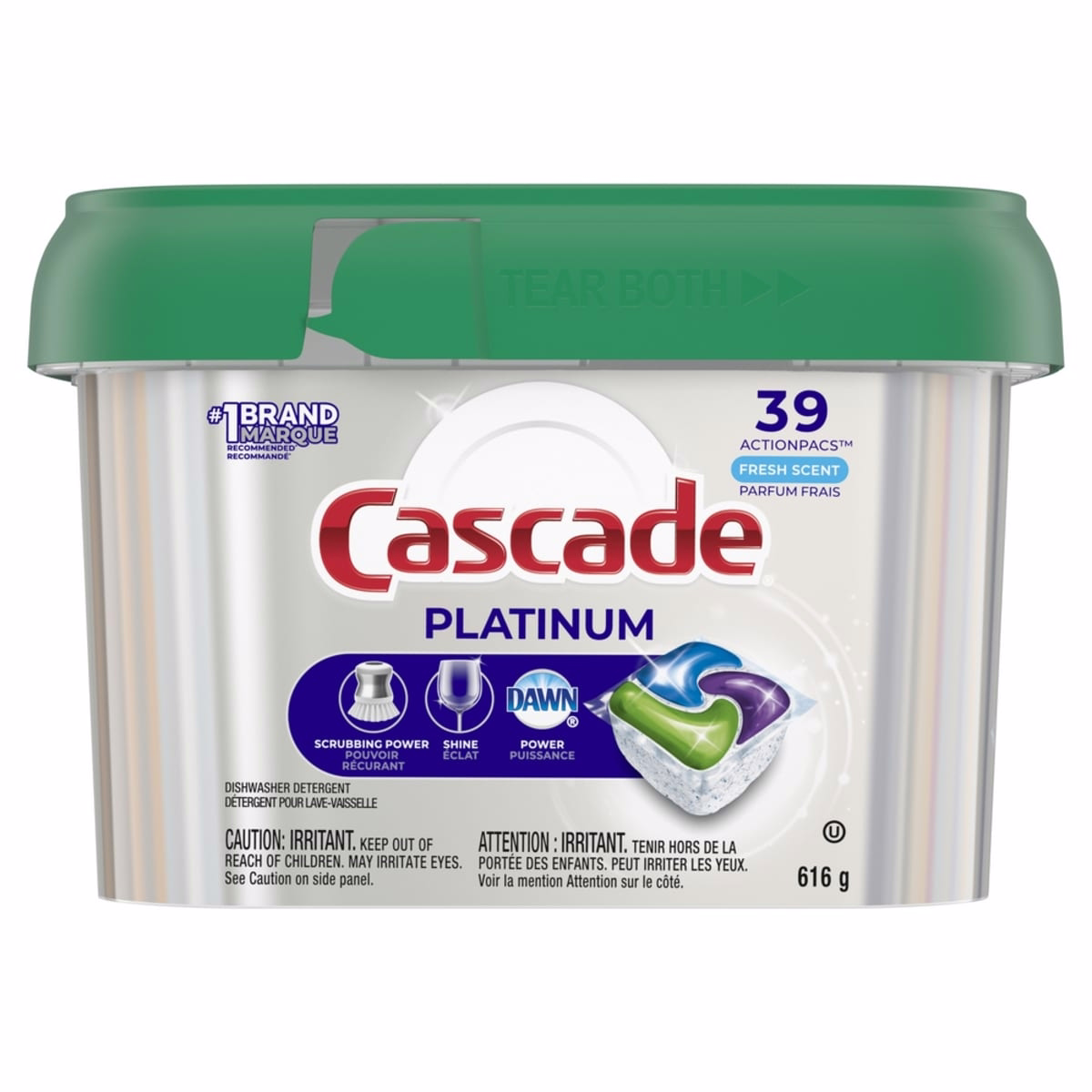 Platinum ActionPacs Dishwasher Detergent Pods, Fresh, 39 Count
