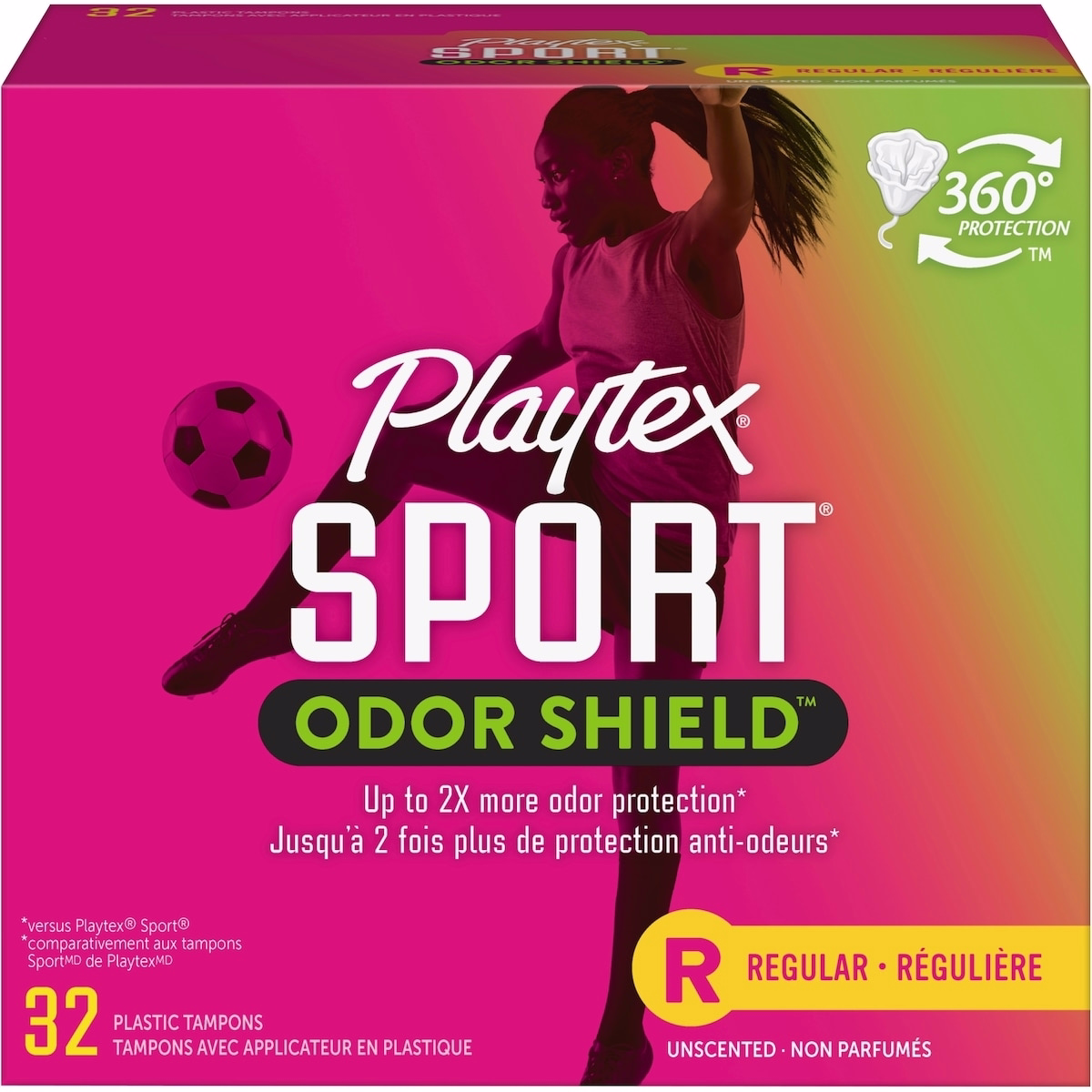 Playtex Sport Tampons with Odor Shield, Unscented, Regular
