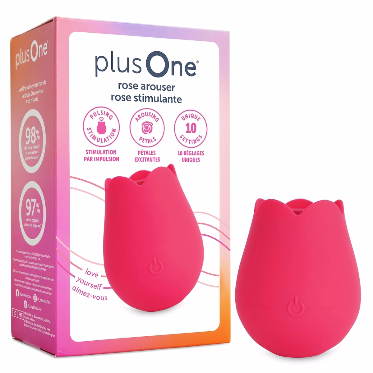 plusOne Rose Vibrator for Women - Clitoral Stimulator Made of Body-Safe Silicone, Waterproof, USB Rechargeable & 10 Pulsing Settings