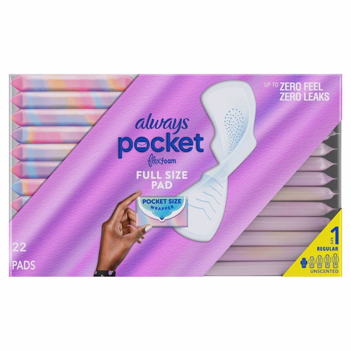 Always 口袋式 FlexFoam 女性護墊，尺寸1，常規款，帶翼，無香