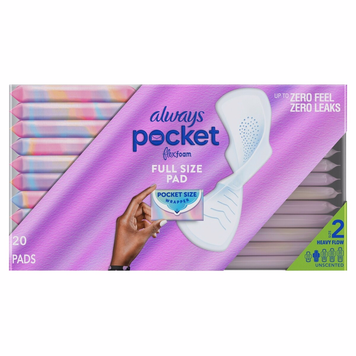 Always 口袋式 FlexFoam 護墊，尺寸 2，大流量，帶翼，無香