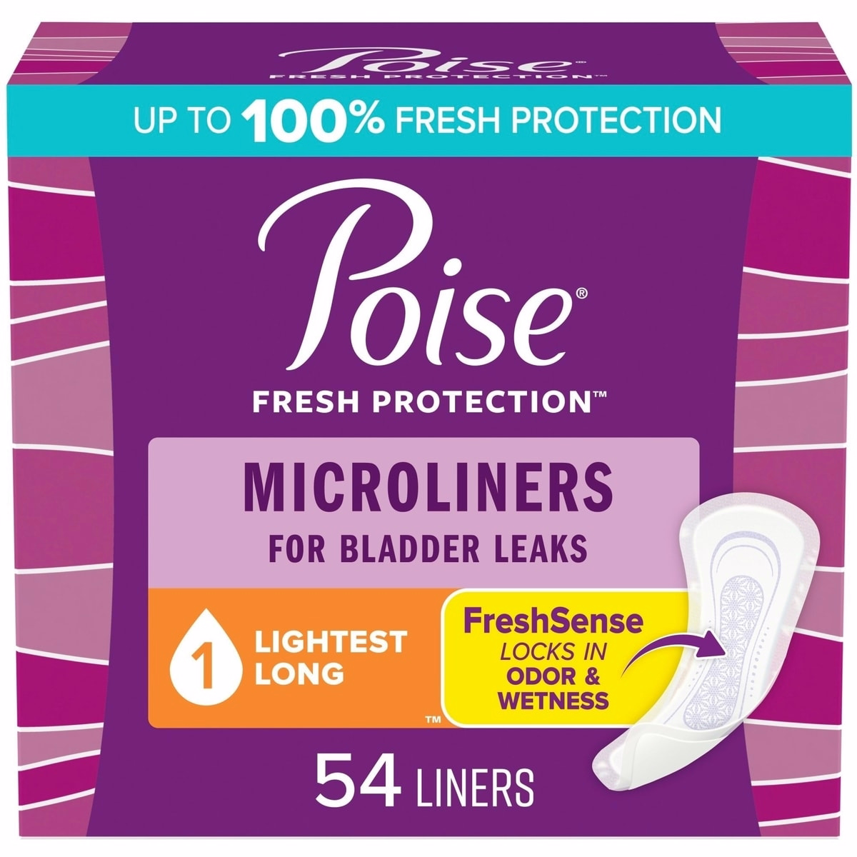 Poise Daily Microliners, Incontinence Panty Liners, 1 Drop Lightest Absorbency, Regular Length