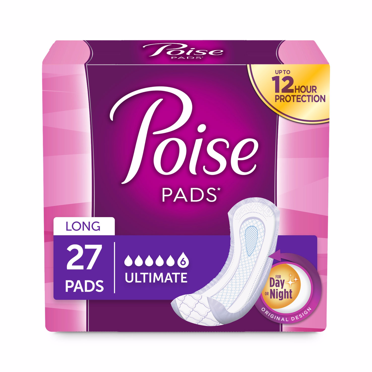 Poise Incontinence Pads, Long, Ultimate Absorbency Long Length - 27.0 Ea