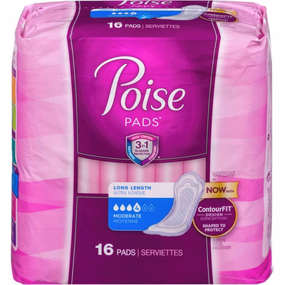 Poise Postpartum Incontinence Bladder Control Pads for Women - Moderate Absorbency 16ct Size Long