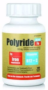 Polyride Fe Ultra Iron Complex with B12 and Vitamin C - 100 Capsules for Optimal Iron Support