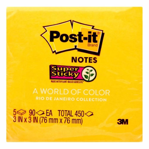 Post-it Super Sticky Ultra Notes, 3 X 3, Assorted Colors, 5 Pads/Pack