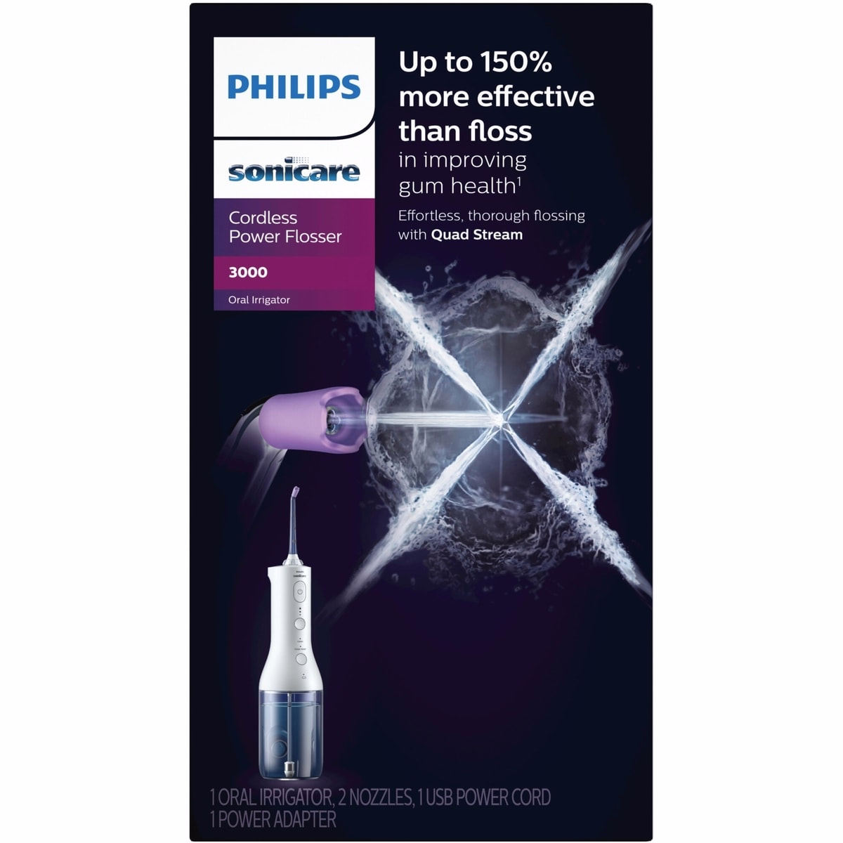 Power Flosser 3000 Cordless, Oral Irrigator, White HX3826/21