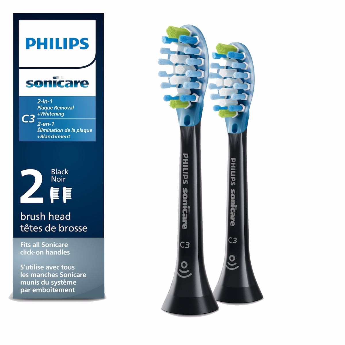 Premium Plaque Control RFID Replacement Brush Heads,  2 Pack, HX9042/95