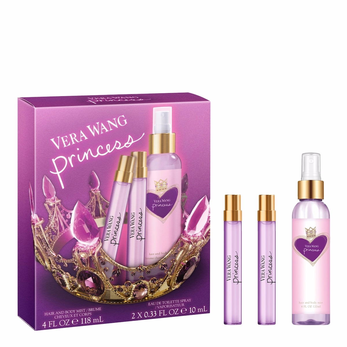 Eau de Toilette Princess et Brume corporelle pour femmes - Coffret Trio Fruité-Floral