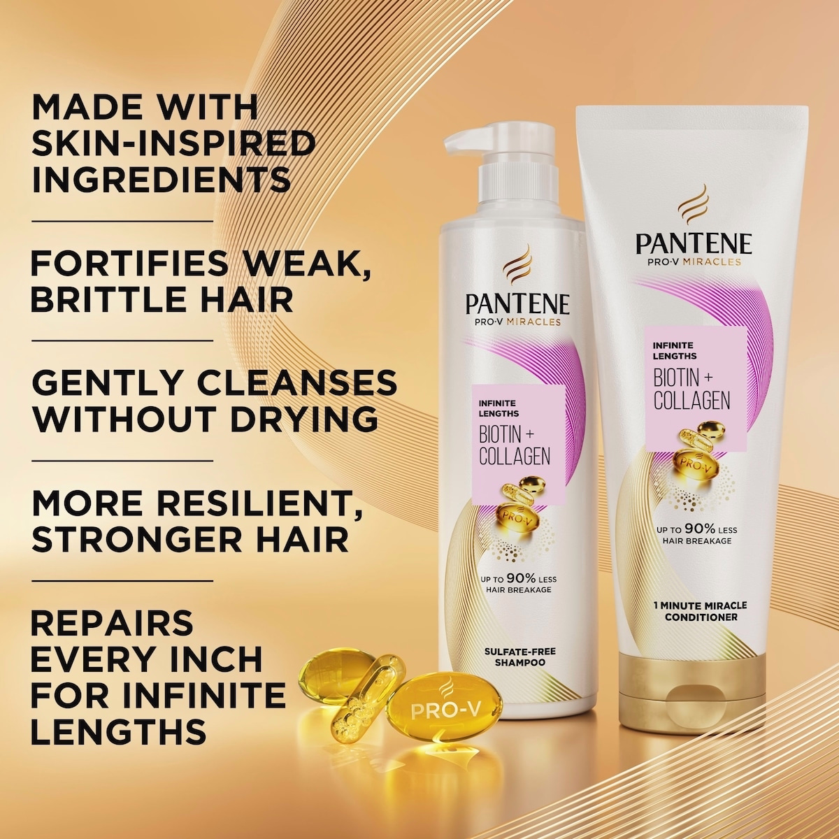 Pro-V Miracles Infinite Lengths Biotin + Collagen Sulfate-Free Shampoo